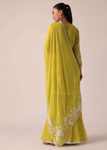 Yellow Chanderi Silk Kurta Sharara Set