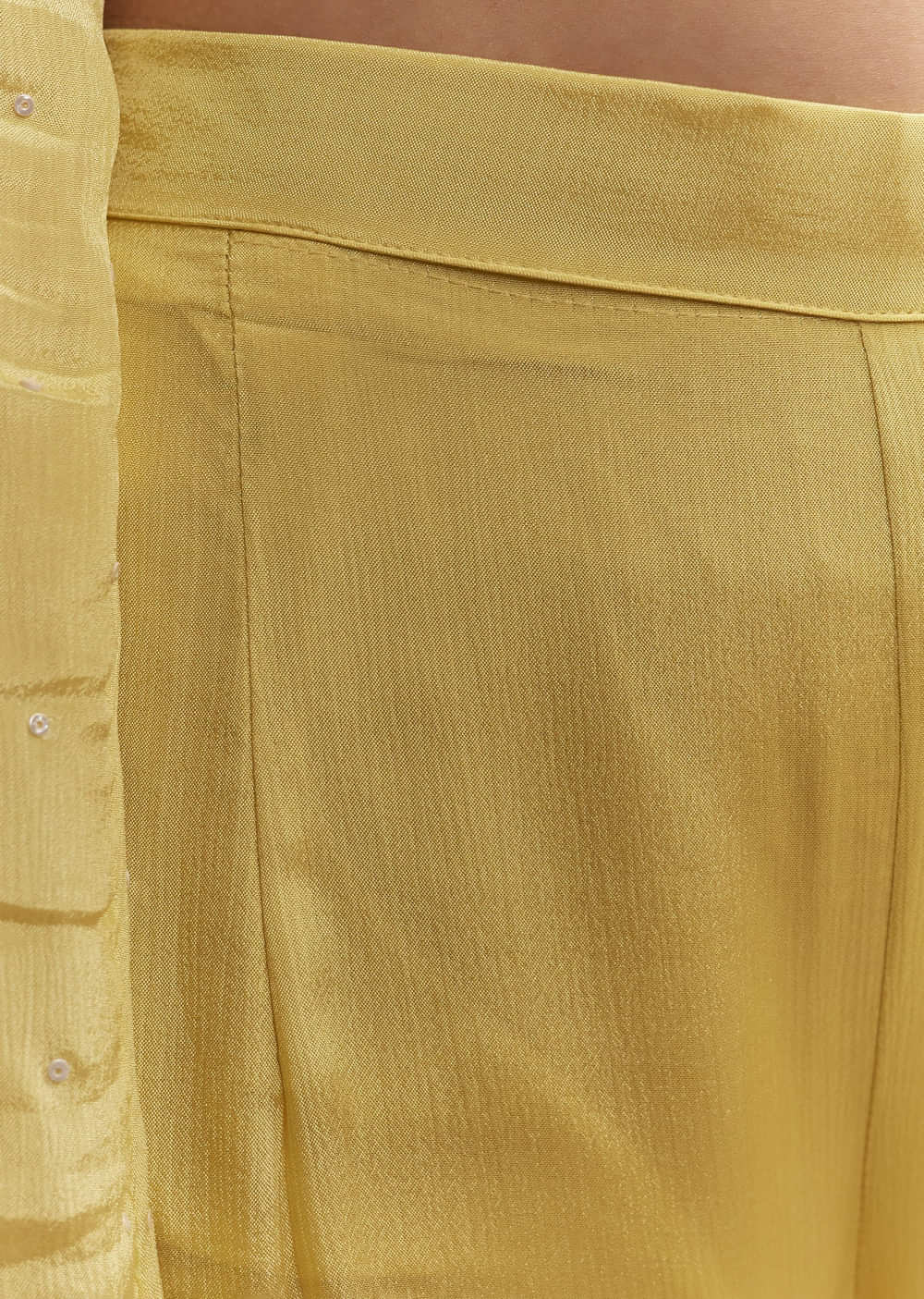 Yellow Chinon Sharara Suit With Beads And Moti Work