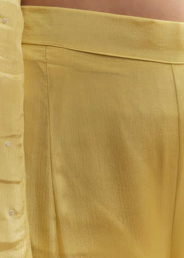 Yellow Chinon Sharara Suit With Sequins And Cutdana Work