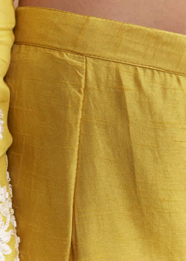 Yellow Cotton Anarkali Suit With Delicate Resham Work
