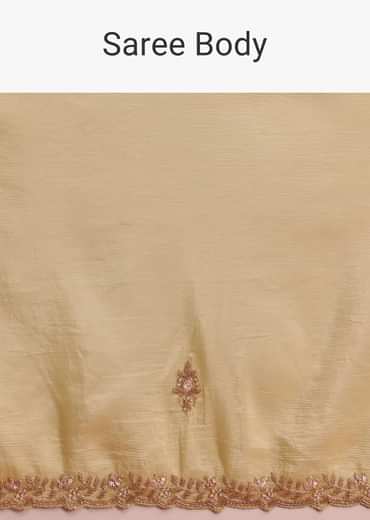 Yellow Crushed Tissue Saree With Cutdana Work