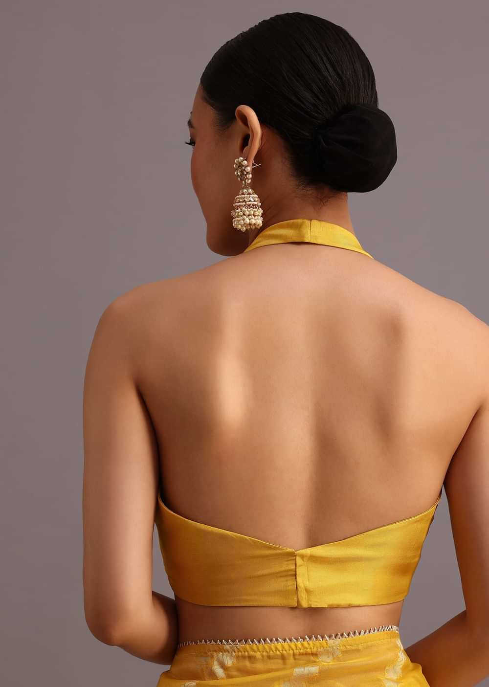 Yellow Dola Silk Leheriya Woven Saree With Gotta Patti Border