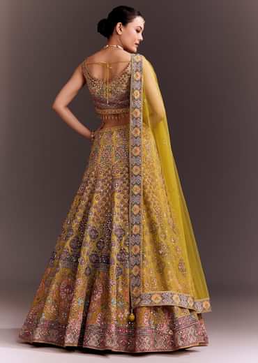 Yellow Embroidered Lehenga Set