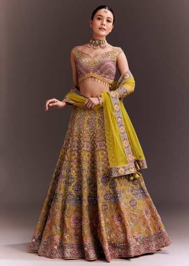 Yellow Embroidered Lehenga Set