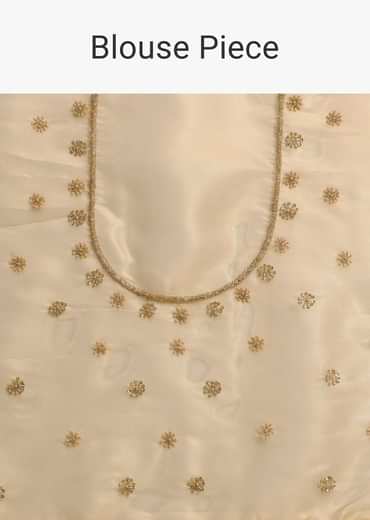 Yellow Embroidered Tissue Saree With Unstitched Blouse