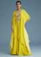 Yellow Georgette Crepe Palazzo Set With Ombre Sleeves