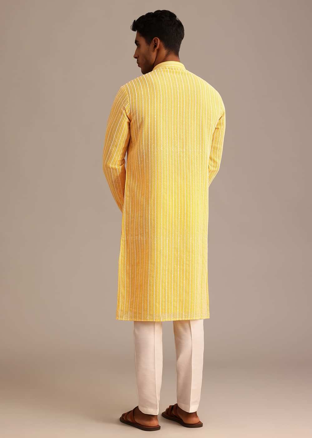 Yellow Georgette Kurta Set With Resham Work