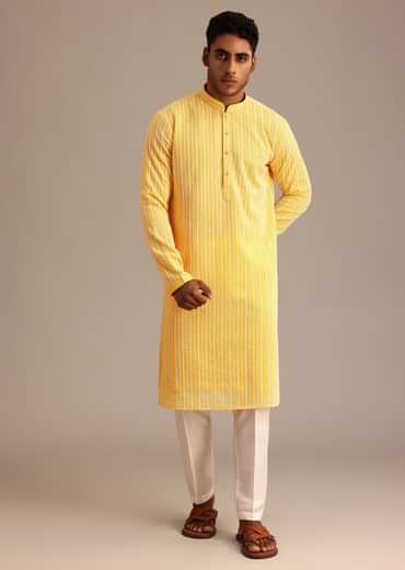 Yellow Georgette Kurta Set With Resham Work