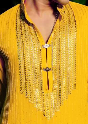 Yellow Gold Coin Work Kurta And Patiala Salwar Set