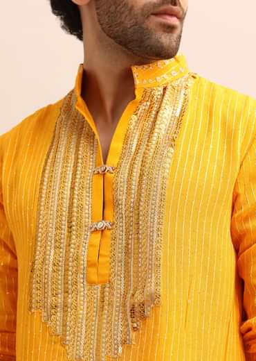 Yellow Gold Coin Work Kurta And Patiala Salwar Set