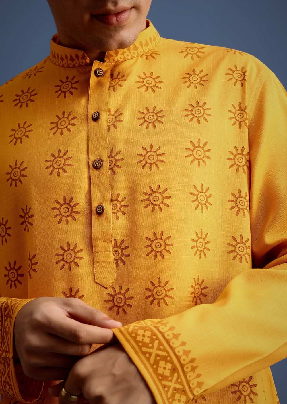 Yellow Hand Block Printed Kurta Set