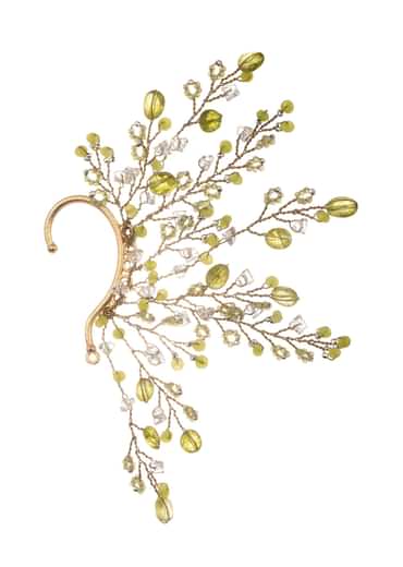 Yellow Handcrafted Earcuff In Mix Metal