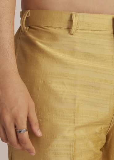 Yellow Kurta Pant Set With Embroidered Nehru Jacket