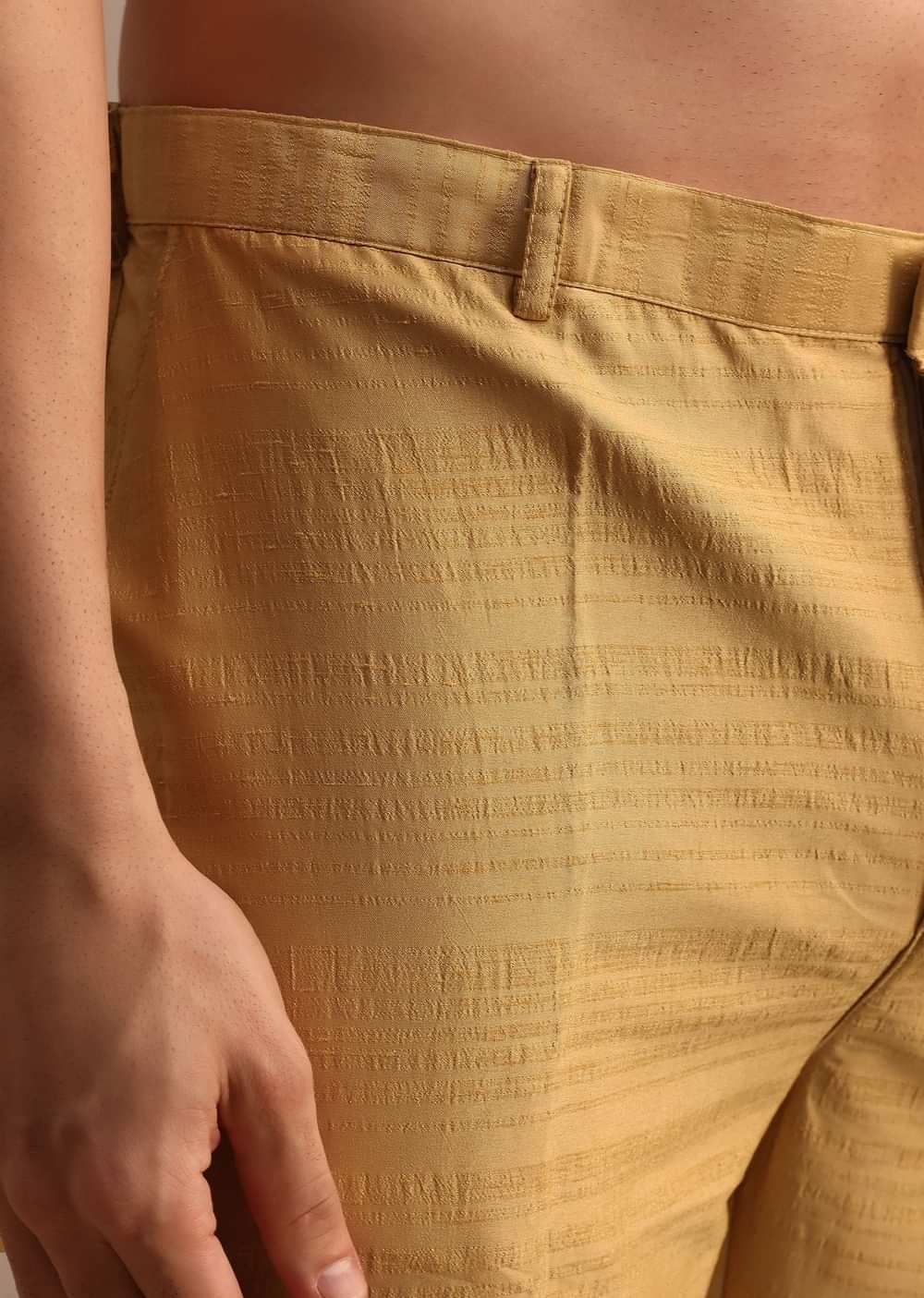 Yellow Kurta Set With Thread And Mirror Embroidered Jacket