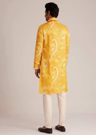 Yellow Marble Printed Kurta Set