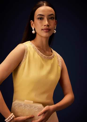 Yellow Ombre A Line Kurta With Bell Bottom Pants