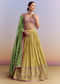 Yellow Organza Bridesmaid Lehenga With Brocade Silk Dupatta