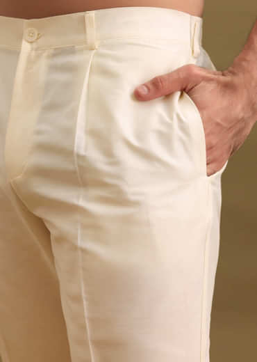 Yellow Printed Silk Zipper Kurta Set For Men