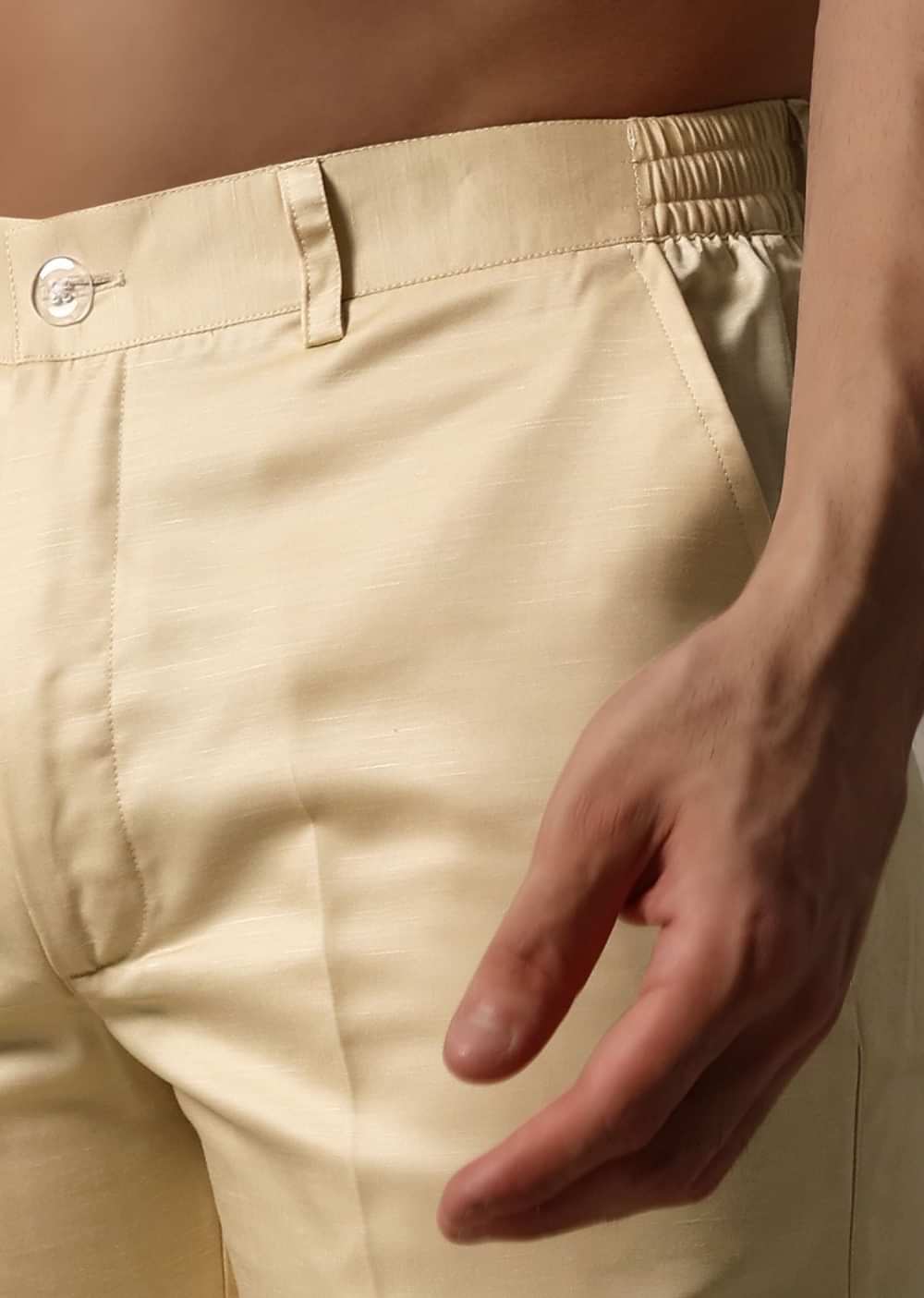 Yellow Resham Work Kurta Jacket Set For Men