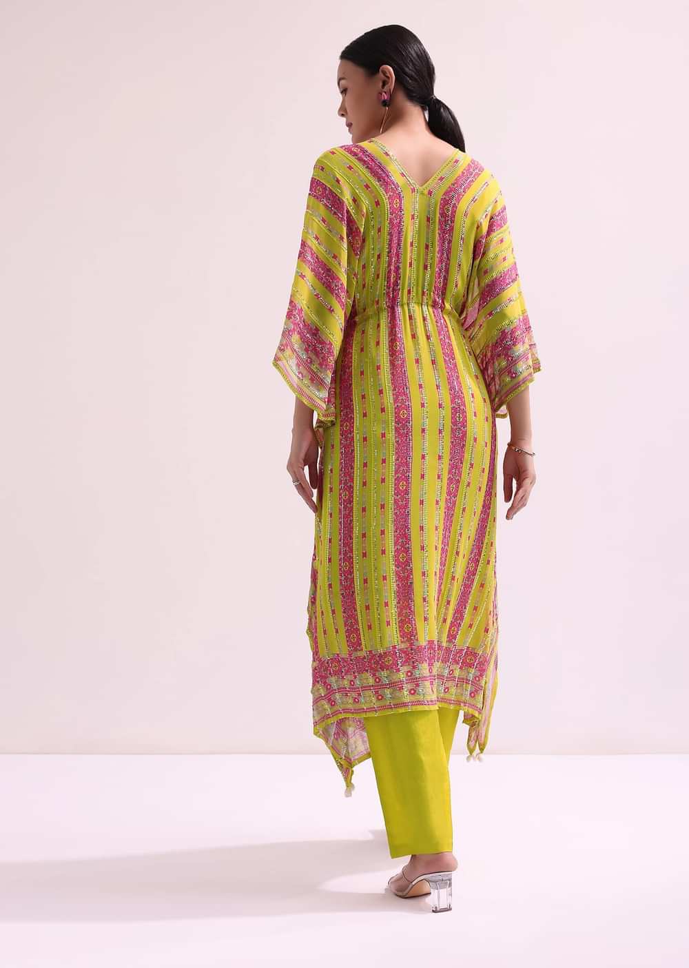 Yellow Sequins Kurta Pant Set