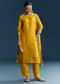 Yellow Silk Kurta Set With Gotta Work