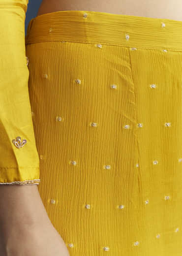 Yellow Silk Sharara Suit With Zardosi And Sequins Embroidery