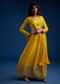 Yellow Tissue Anarkali Set With Gotta Work