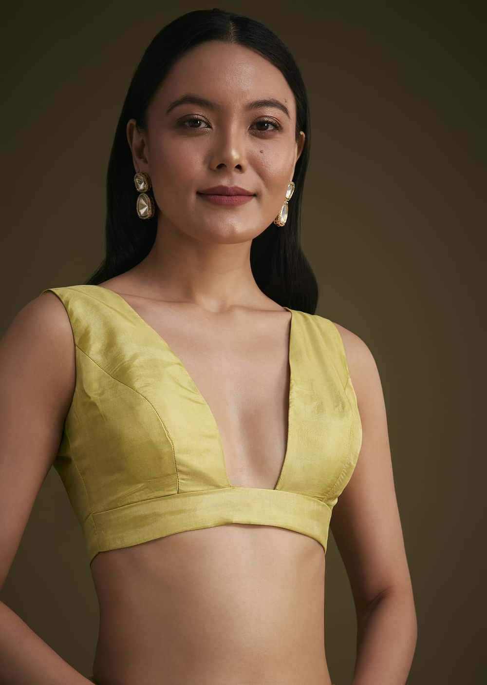 Yellow Tissue Saree With Floral Embroidery