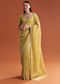Yellow Tissue Saree With Floral Embroidery And Cutdana Work