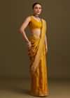 Yellow Zari Weave Saree With Unstitched Blouse